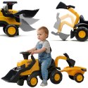 FALK Jeździk Traktor JCB z Przyczepą Grabkami i Łopatką Ciche Koła 1-3 lat