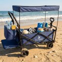 Wózek transportowy LUARO plażowy składany z daszkiem i siatką granatowy
