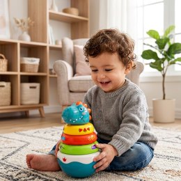 WOOPIE BABY Zabawka Sensoryczna Dino Układanka Piramidka dla Niemowląt