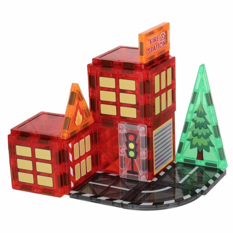 Klocki magnetyczne konstrukcyjne 3D straż pożarna 48 elementów