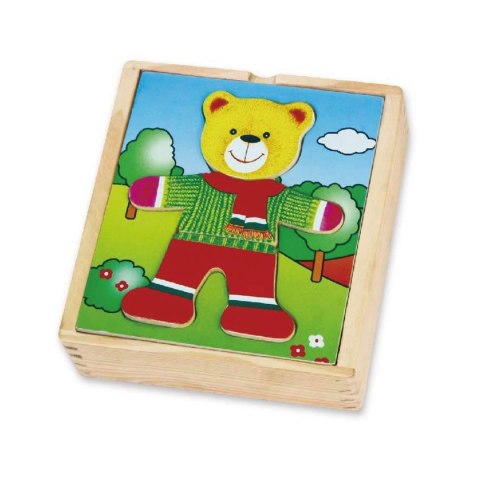  Drewniane Puzzle Układanka Edukacyjna Ubierz Misia Chłopca