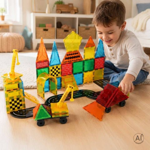 Klocki magnetyczne konstrukcyjne 3D budowa 90 elementów