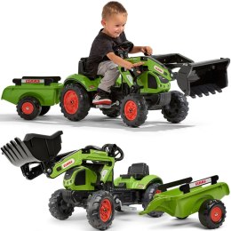 Falk Traktor na Pedały Claas z Przyczepą i Łyżką Zielony dla Dzieci 2-5