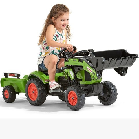 Falk Traktor na Pedały Claas z Przyczepą i Łyżką Zielony dla Dzieci 2-5