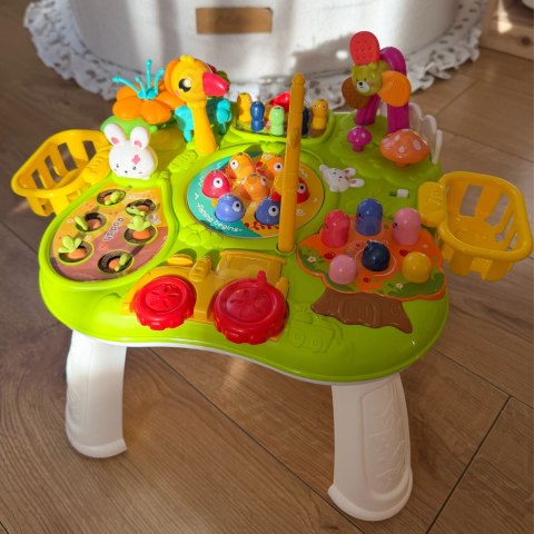 WOOPIE Stolik Edukacyjny Interaktywny 2w1 Gra Łowienie Rybek Młotek Sorter Dźwięk Światło