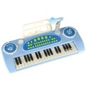 Keyboard dla dzieci pianinko interaktywne organki 37 klawiszy mikrofon statyw niebieski