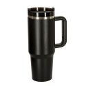 Kubek termiczny ze słomką i uchwytem termos 1200ml czarny
