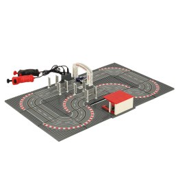 LEGO Tor wyścigowy samochodowy elektryczny policyjny 2 auta autka kontrolery zakręty klocki konstrukcyjne