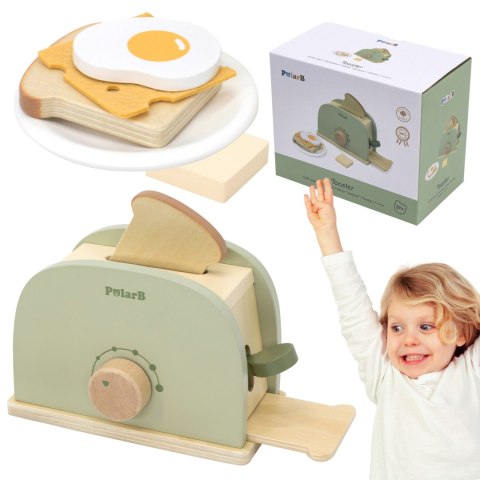  PolarB Drewniany Zestaw Toster Zielony + Akcesoria