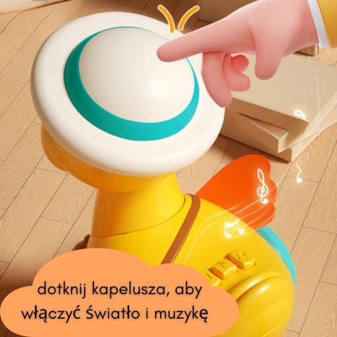  BABY Żółta Kaczuszka z Różowym Króliczkiem w Przyczepce do Ciągnięcia