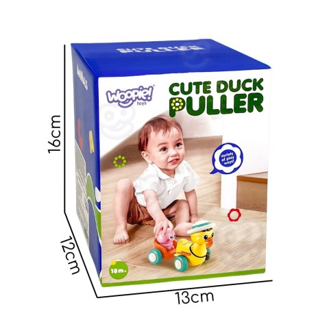  BABY Żółta Kaczuszka z Różowym Króliczkiem w Przyczepce do Ciągnięcia