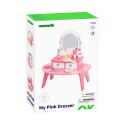 TOOKY TOY Różowa Toaletka Drewniana Do Makijażu z Lustrem