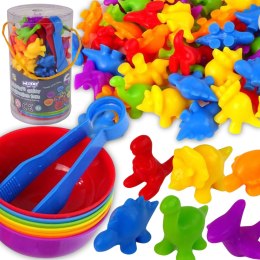  Gra Edukacyjna Montessori Sorter Kolorów Dinozaury 56 el.