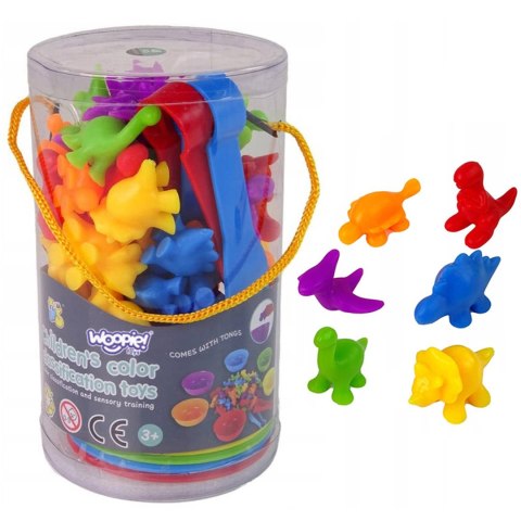  Gra Edukacyjna Montessori Sorter Kolorów Dinozaury 56 el.