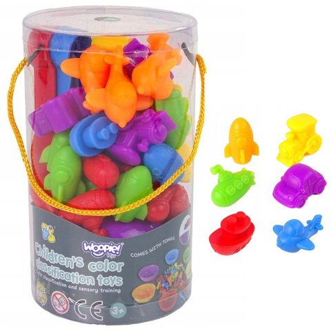  Gra Edukacyjna Montessori Sorter Kolorów Pojazdy 44 el.
