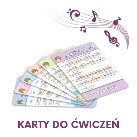  Perkusja Edukacyjna dla Dzieci 5 Bębnów 1 Talerz + Taboret z Motywem Zwierzątek