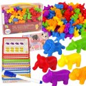  Zestaw Edukacyjny Nauka Liczenia Montessori Sorter Kolorów Zwierzęta 83 el.