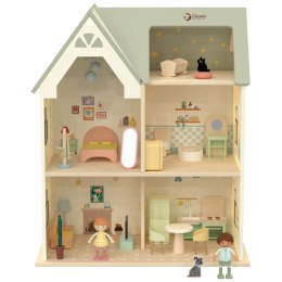CLASSIC WORLD Wielki Drewniany Domek Przytulny Zakątek dla Lalek z Mebelkami 31el.