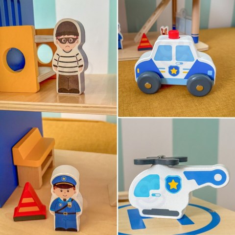  Drewniany Komisariat Policji Radiowóz 3 poziomy 14 el