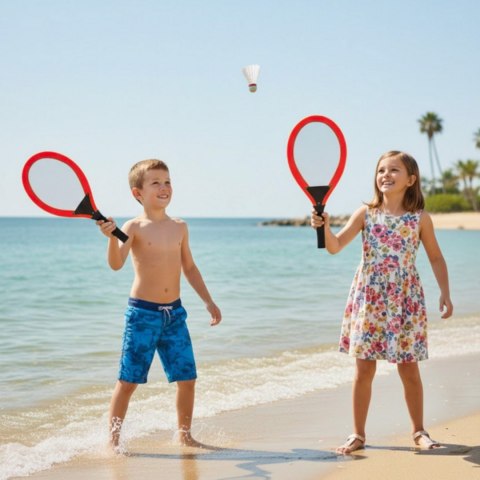  Duże Rakietki do Tenisa Badminton dla Dzieci Zestaw + Piłka Lotka