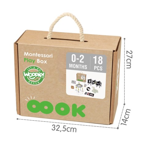  GREEN Box Pudełko XXL Montessori Edukacyjne 7w1 Sensoryczne 0-2 Miesiące 18el. FSC