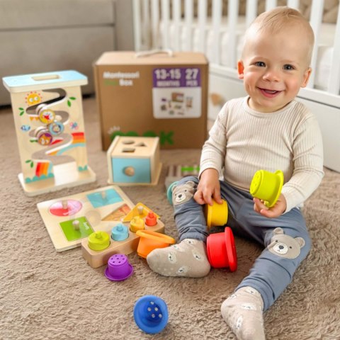  GREEN Pudełko Box 6w1 13-15m Montessori Edukacyjne Sensoryczne FSC