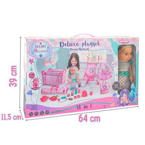  ROYAL Lalka Bobas 36 cm Syrenka Interaktywna Zestaw XXL Opiekunka 18w1