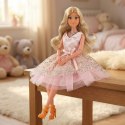  ROYAL Lalka Lily 30 cm Długie Blond Włosy Różowa Suknia Biżuteria