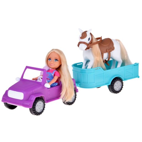  ROYAL Lalka Niki Zestaw z Koniem Samochodem i Przyczepą