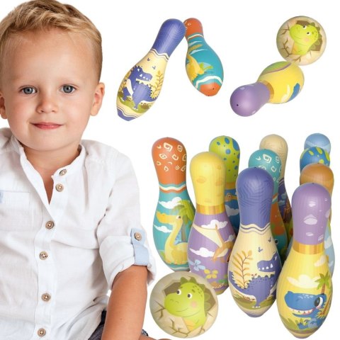  Gra Zręcznościowa Kręgle Miękkie Soft Dinozaury Zestaw 12el.