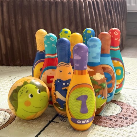  Gra Zręcznościowa Kręgle Miękkie Soft Dinozaury Zestaw 12el.