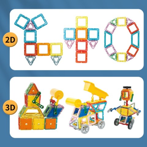 Klocki Magnetyczne Kolorowe 3D Pojazdy Zestaw STEAM 80el.