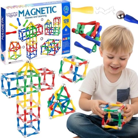 Klocki Magnetyczne Konstrukcyjne 3D 128 el. XXL