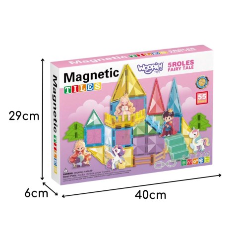  Klocki Magnetyczne Konstrukcyjne 3D Zestaw Edukacyjny Bajkowy Zamek 55el.