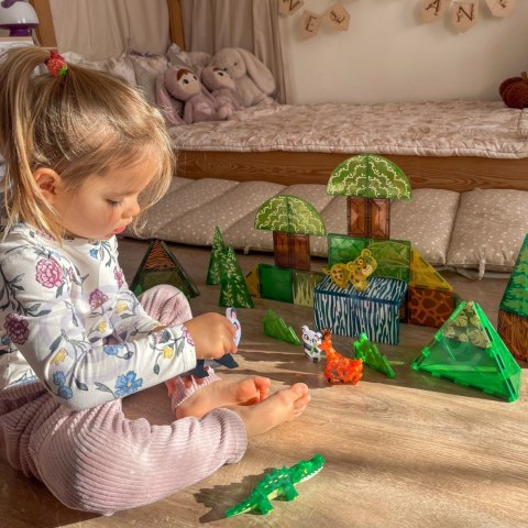  Klocki Magnetyczne Konstrukcyjne 3D Zestaw Edukacyjny Rzadkie Zwierzęta 45el.