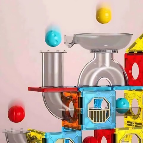  Klocki Magnetyczne Konstrukcyjne 3D Zestaw Edukacyjny Tor Kulkowy Kulodrom 113 el.