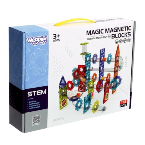  Klocki Magnetyczne Konstrukcyjne 3D Zestaw Edukacyjny Tor Kulkowy Kulodrom 113 el.