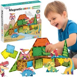  Magnetyczne Klocki Konstrukcyjne 7,5 cm Dino 30 el.