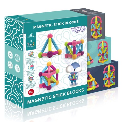  Magnetyczne Klocki Konstrukcyjne Edukacyjne Duże Grube 38 el.