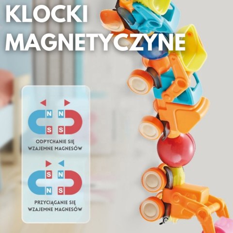  Magnetyczne Klocki Konstrukcyjne Pojazdy 52 el.