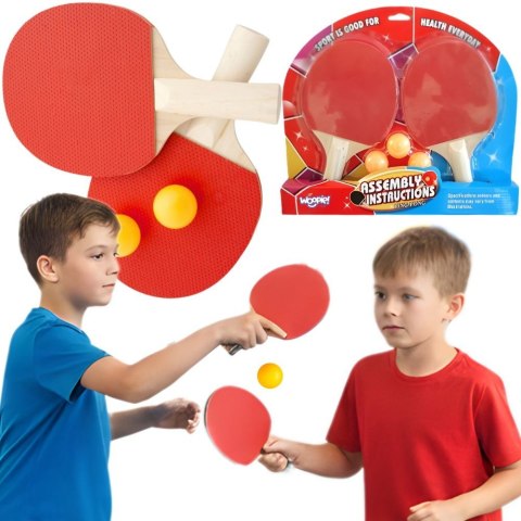  Paletki Rakietki Do Ping Pong Tenisa Stołowego Zestaw + 3 Piłeczki