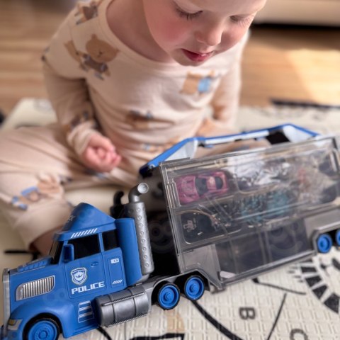  Ciężarówka Policyjna 2w1Transporter Tor Samochodowy
