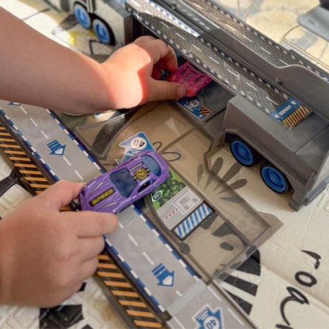  Ciężarówka Policyjna 2w1Transporter Tor Samochodowy