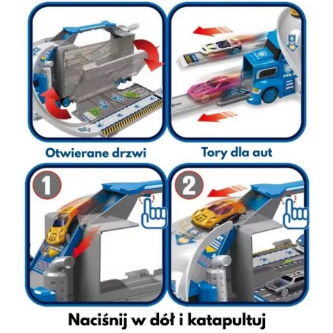  Ciężarówka Policyjna 2w1Transporter Tor Samochodowy