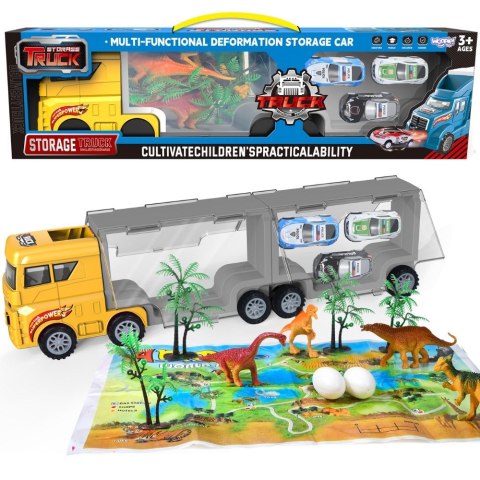  Ciężarówka Transporter 2w1 Zestaw Dinozaurów + Makieta