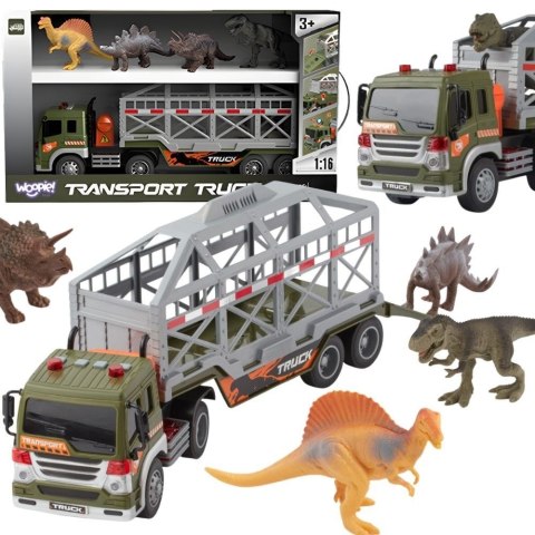  Ciężarówka Transporter Dinozaurów Auto z Dźwiękiem i Światłem