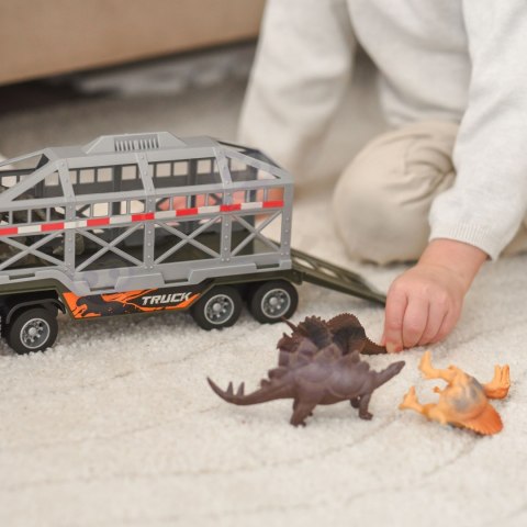  Ciężarówka Transporter Dinozaurów Auto z Dźwiękiem i Światłem