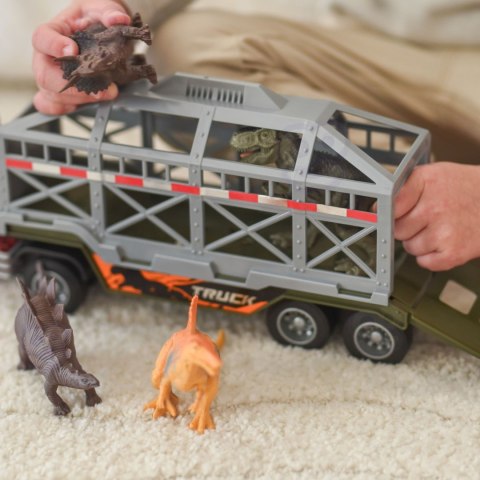  Ciężarówka Transporter Dinozaurów Auto z Dźwiękiem i Światłem
