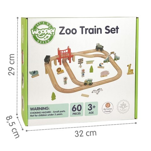  GREEN Drewniana Kolejka ZOO Zestaw XL Pociąg na Magnes Tor 60 el. FSC