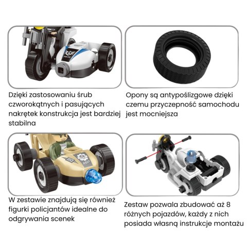  Klocki Konstrukcyjne Zbuduj Pojazdy Policyjne 8 Modeli STEAM - Zostań bohaterem miasta!